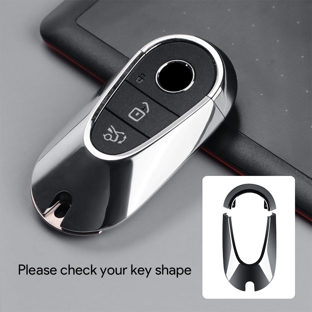 Car Remote Key Case Cover-Rose Gold for Mercedes Benz 2022 2023 C S Class W206 W223 S350 C260 C300 S400 S450 S500 Key Shell Trim