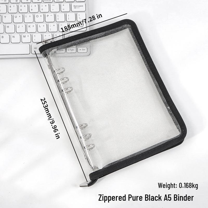 A5 Transparent PVC Ring Binder Notebook Planner, 6-Hole Photo Album with Removable Cover (A6 Compatible)