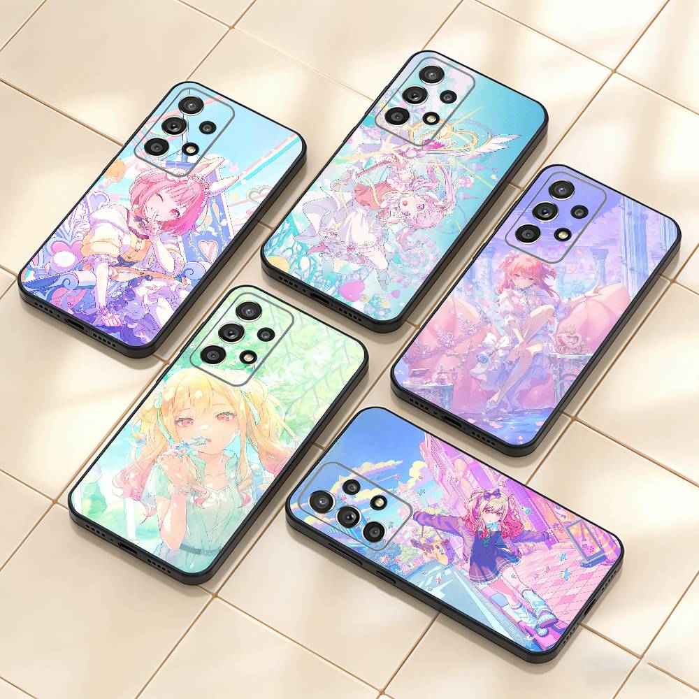 Cute Project SEKAI Phone Case For Samsung S25,S24,S21,S22,S23,S30,Ultra,S20,Plus,Fe,Note,10,9,5G Black Cover
