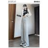 Grey Wide Leg Pants Women's Autumn and Winter New High Waisted Hanging Straight Tube Loose Slimming Sports Casual Floor Pants