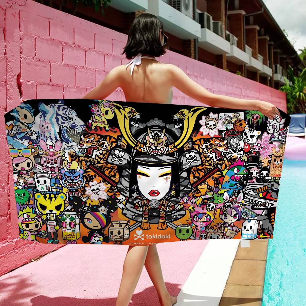 Kawaii T-Tokidoki Anime Beach Towel Colorful Bath Towels For Girl Microfiber Quick Dry Sand Free Beach Yoga Spa Gym Pool