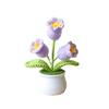 Handmade Crochet Flowers Potted Finished Woven Bouquet Artificial Knitted Flower Lily Table Home Decor