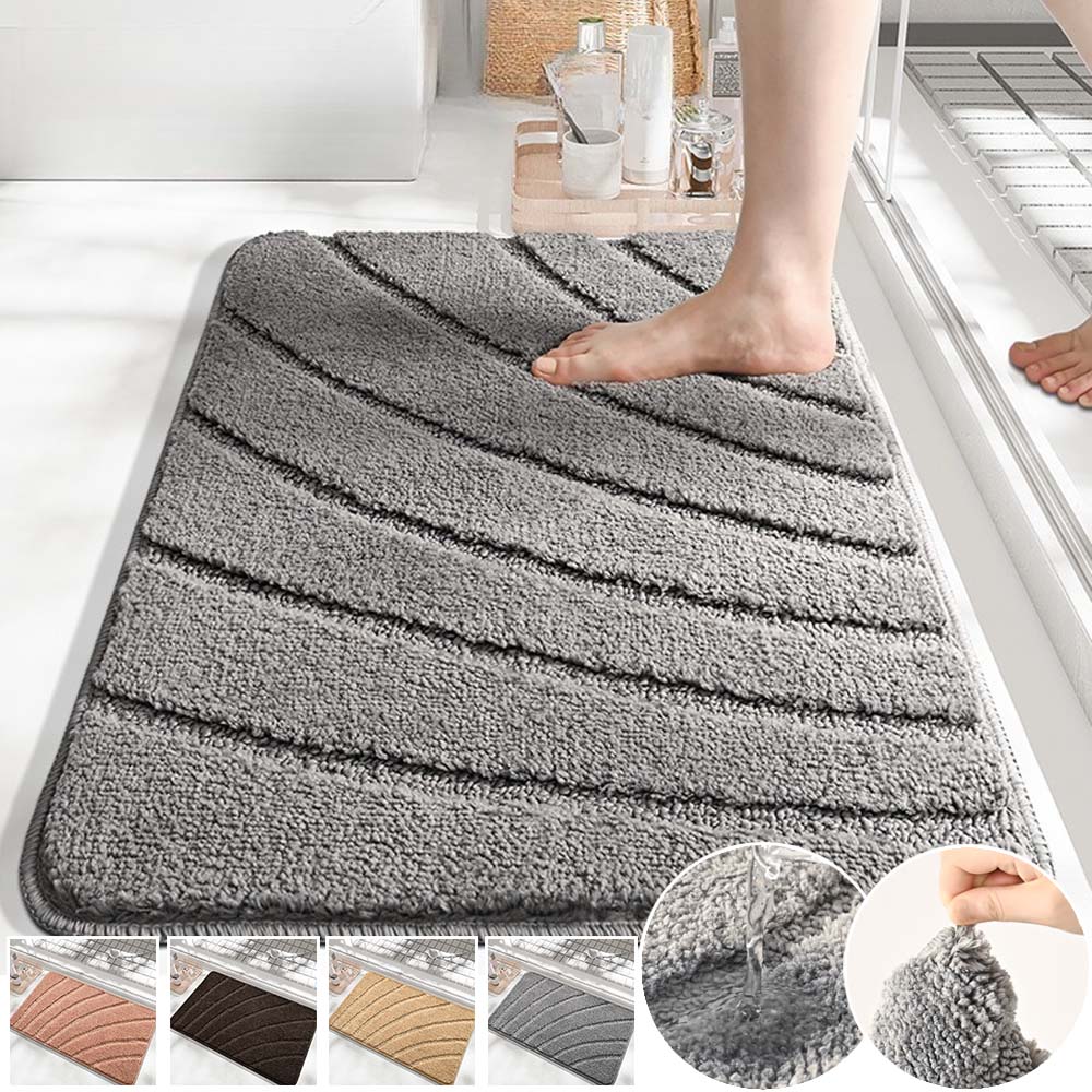 3D Bathroom Soft Plush Anti-skid Mat Super Absorbent Solid Color Rug for Toilet/Washroom Durable Easy To Clean Carpet Alfombra