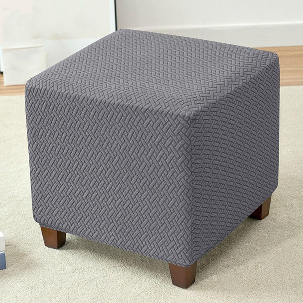 Universelle Hockerhülle Ottoman Stretchbar Jacquard-Design Sofafußstütze Überwürfe Verdickte Staubdichte Jacquard-Hockerabdeckung