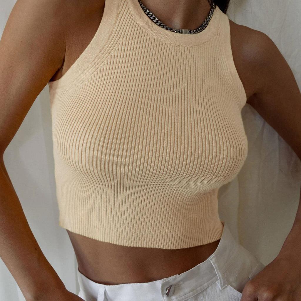 Damen T-Shirt mit V-Ausschnitt, ärmellos, Streifenmuster, für Damen, T-Shirt, Street-Strickmode
