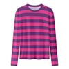 Damen Langarm-T-Shirt Rosa und Lila Gestreift Grafik Ästhetisch Rundhalsausschnitt Grinsekatze Halloween Kostüm Damen T-Shirt Oberteil