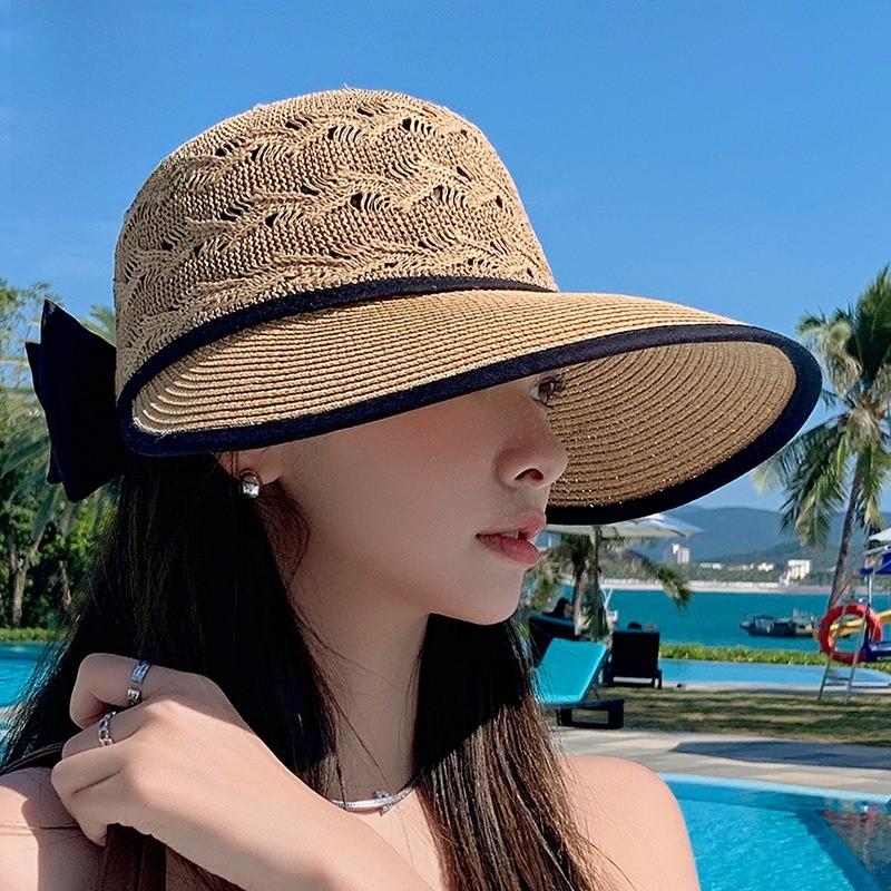 Modern Straw Hat With Large Brim For Sun Protection And Breathability Summer Outdoor Wear