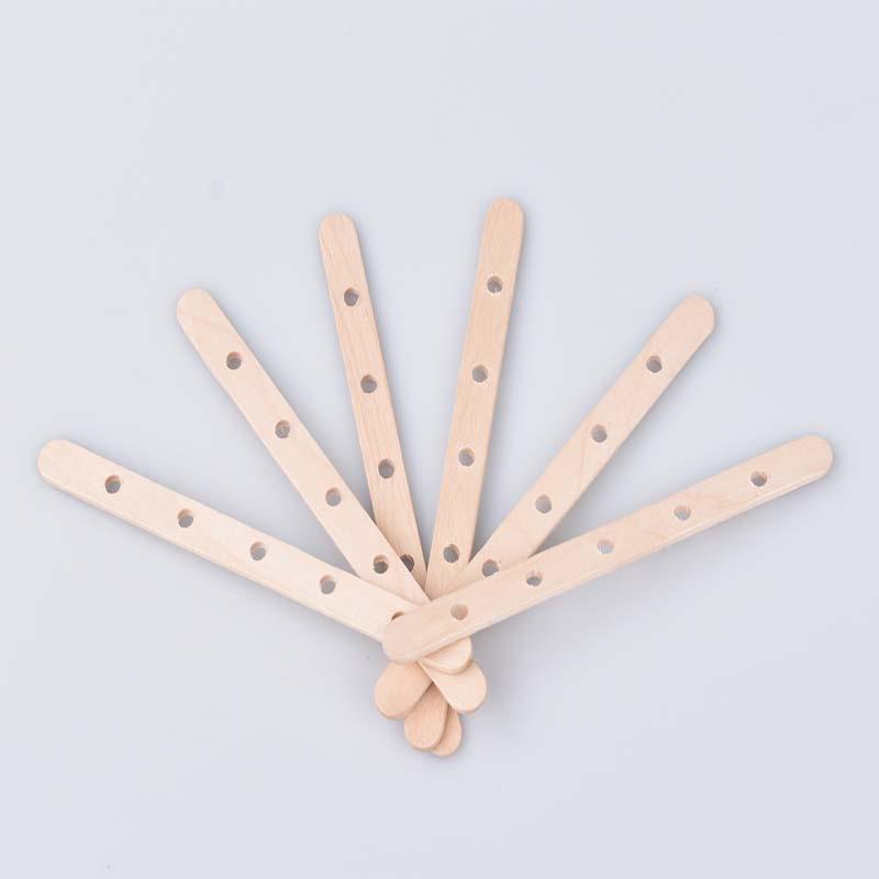 Wooden Wick Holder for DIY Candle Making, 114x10x2mm, Popsicle Stick with Multi-Hole and Single Center Hole Design.