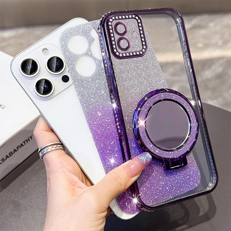 For Samsung A03 A04 A05 A05S Luxury Magnetic Plating Stand Shockproof Glitter Phone Case For Samsung Galaxy A04 A05 Bling Cover