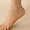 Rhinestone Foot Ornaments, Adjustable Anklet, Crystal Double Heart-shaped Anklet