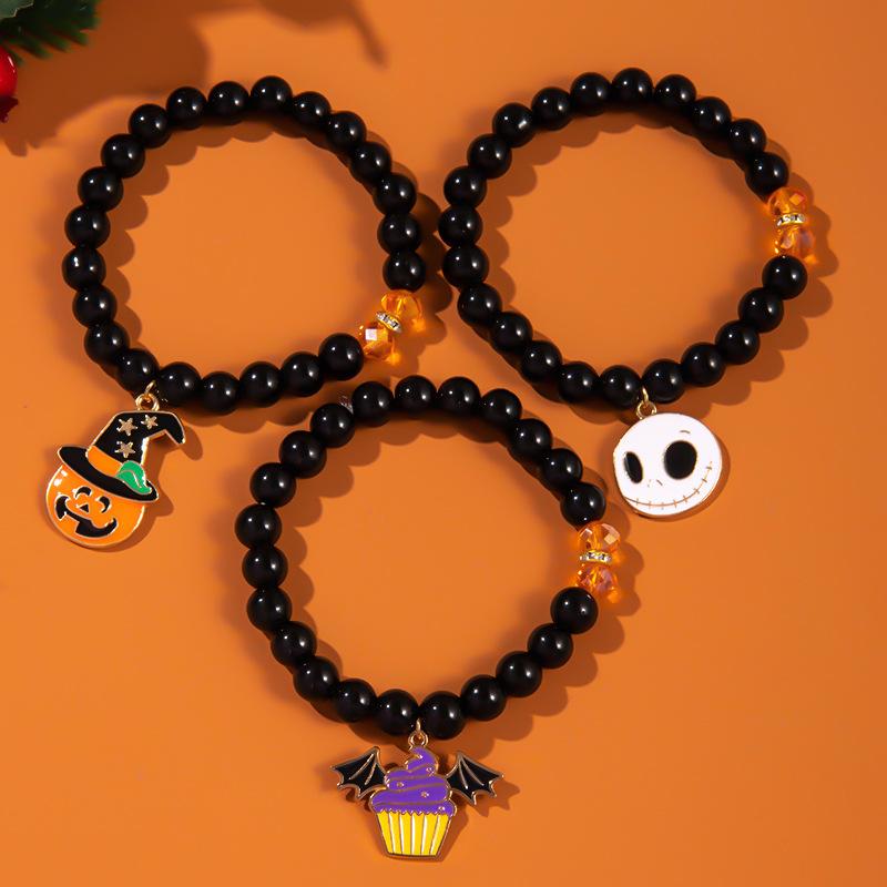 Halloween Beaded Bracelets Set For Women Pumpkin Spider Ghost Skeleton Multi-layer Stacked Bracelet All Saints' Day Jewelry Gift