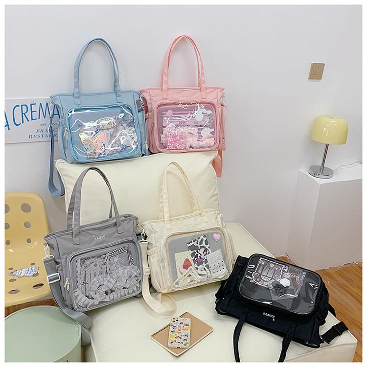 Anime Girl Student Shoulder Bag With Transparent Material For Casual Outings