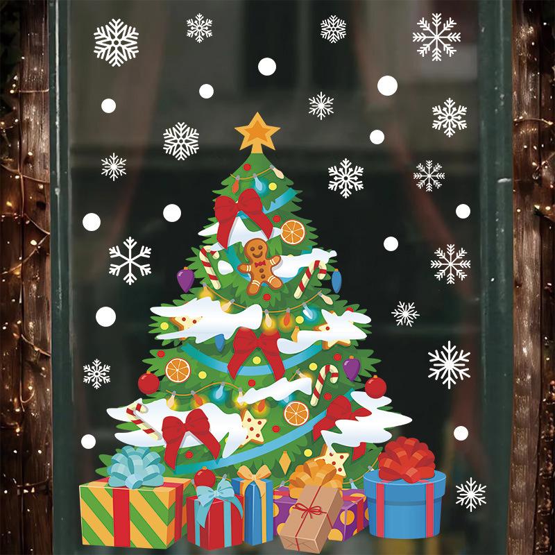 Christmas Snowflake Glass Window Decoration Sticker Self-Adhesive Material Christmas Tree Holiday Party Decorations Wall Sticker