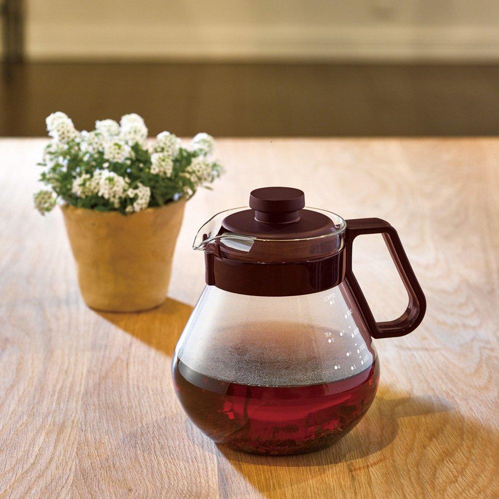 HARIO Time Tea Coffee Made in & Server, 1,000ml, Brown, Heat-Resistant Glass, Japan, TCN-100CBR