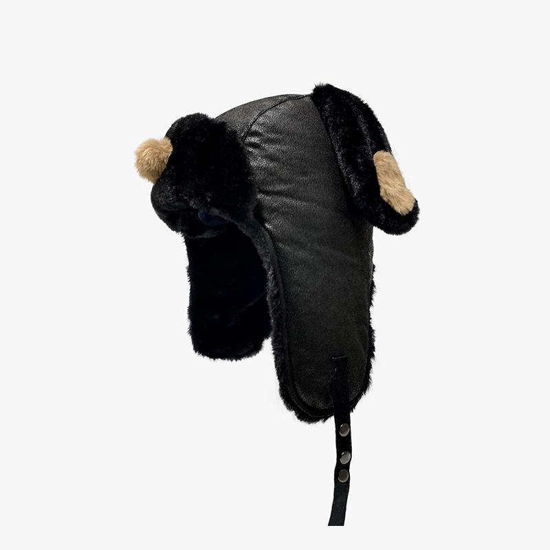 

Зимняя теплая шапка для защиты ушей, универсальная и модная, непродуваемая шапка-ушанка, милая шапка с ушками щенка контрастных цветов, женская One Size