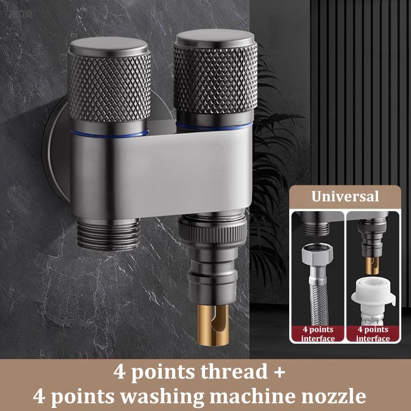 All-copper 1 In Two Out Washing Machine Faucet Double-open Automatic Water Stop Valve Snap-on Faucet Connector Universal