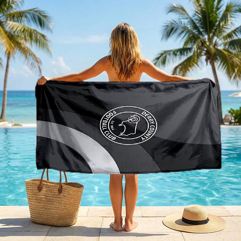 Asciugamano da Spiaggia Derby County Football Morbido Microfibra Asciugamano Estivo Asciugatura Rapida Assorbente per Spiaggia Piscina Viaggio