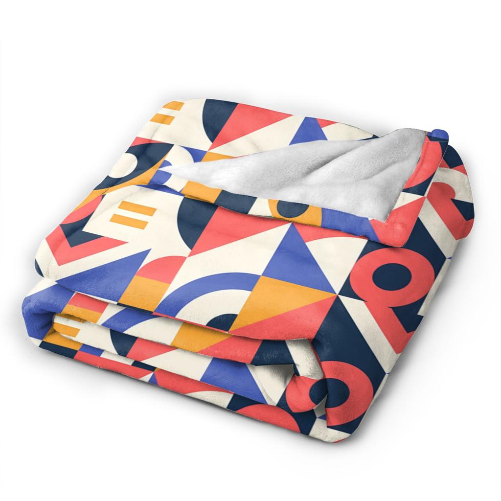 Abstract Geometric Pattern  Bauhaus Super Soft Blankets  Picnic Plush Throw Blanket Couch Bed Flannel Bedspread Sofa Bed Cover