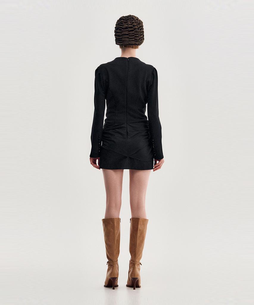 Kimjisu Drape Layered Mini Dress _ Black
