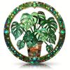 2D Flat Crystal Green Leaf Sun Catcher Garden Exotic Jungle Tropical Decoration Window Wall Hanging, Green Natural Decoration,holiday Party Decoration