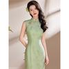 Chinese Retro Green Sleeveless Qipao - Elegant Spring/Summer Dress