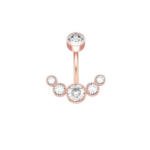 New Stainless Steel Colored Round Zircon Rhinestones Crystal Belly Button Ring Tassel Pendant Belly Button Body Jewelry Piercing