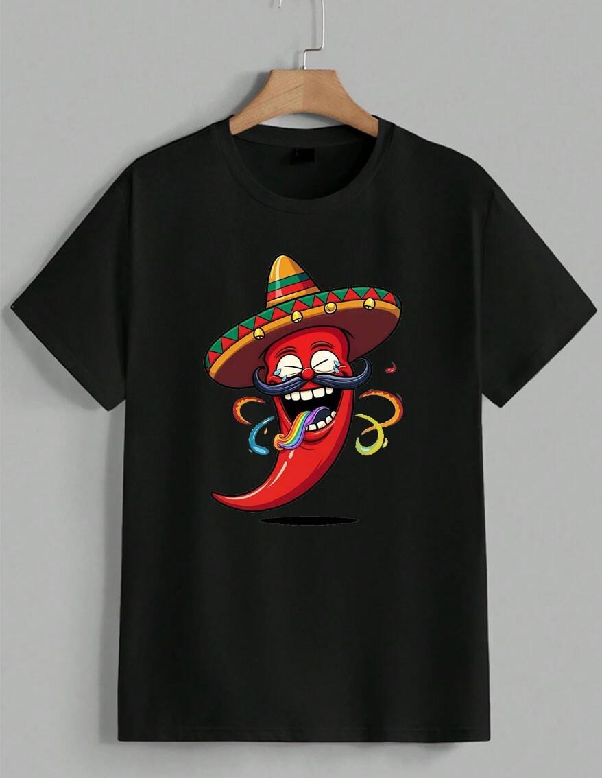 Dabbing Mexican Chili Pepper Sombrero Spicy Fiesta Foodie T-Shirt Tee Unisex S разноцветный