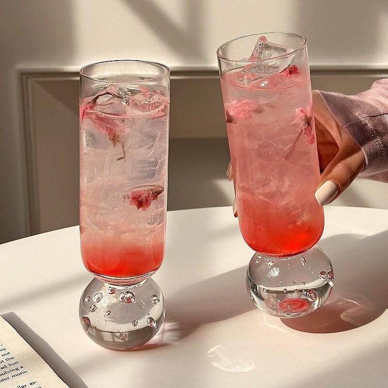 1 Stuks Rechte Glazen Beker Met Balhouder Koffiemelkglas Beker Met Bubbelbodem Bierglas, Sapglas