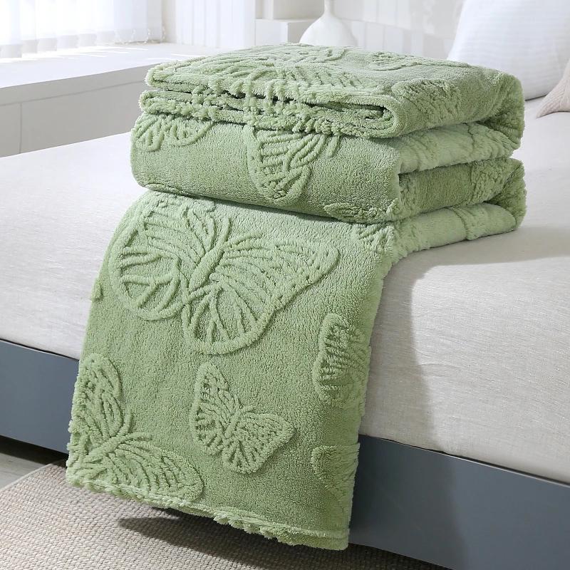 Minimalist Butterfly Jacquard Faux Long Plush Lamb Wool Blanket Soft And Warm Can Be Used As Bedspread Or Shawl Leisure Blanket