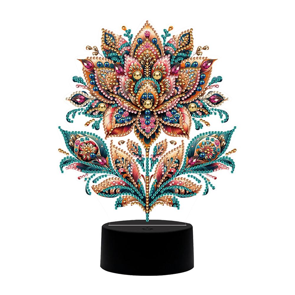 Flower Animal Diamond Painting Night Light with Tools 5D DIY Diamond Painting LED Light for Bedroom Living Room Home Office