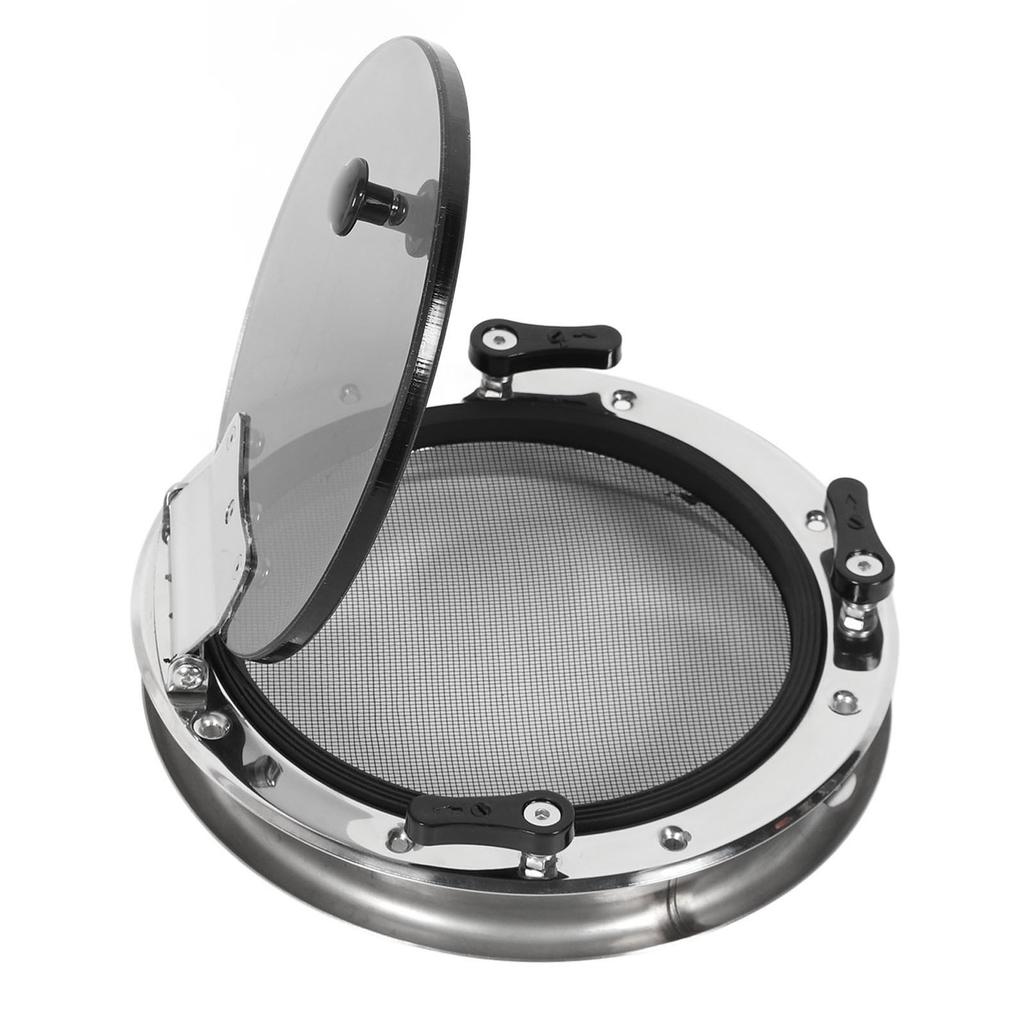 10 Inch Boat Round Porthole Window Inward Opening Stainless Steel Tempered Glass Porthole Window with Screen and Fixed