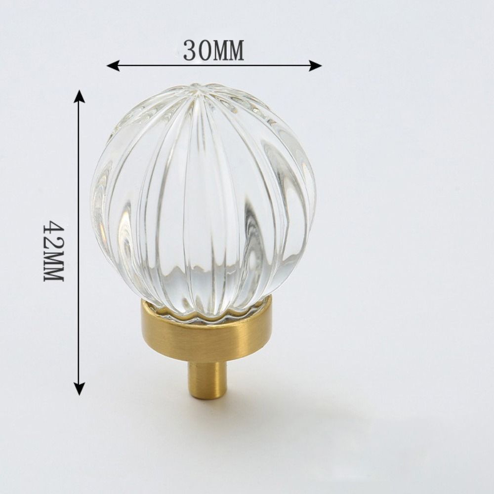 Gold Base Kitchen Cabinet Knobs Champagne / Transparent Wardrobe Handles Cabinet Door