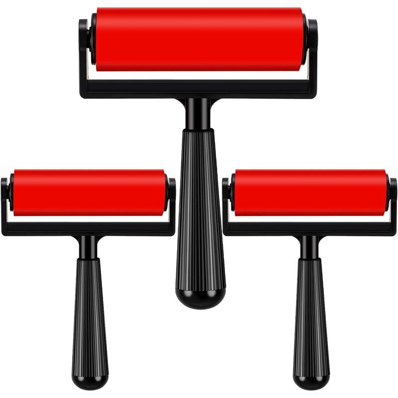 

A25F-For Printmaking For Gel Printing 4 Inch Rubber Brayer Roller 3 Pack Rubber Brayers