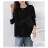 DIMANAF 2025 Autumn Plus Size Women Hoodies Shirts Long Sleeve T-shirt Loose Casual Tops Tees Black