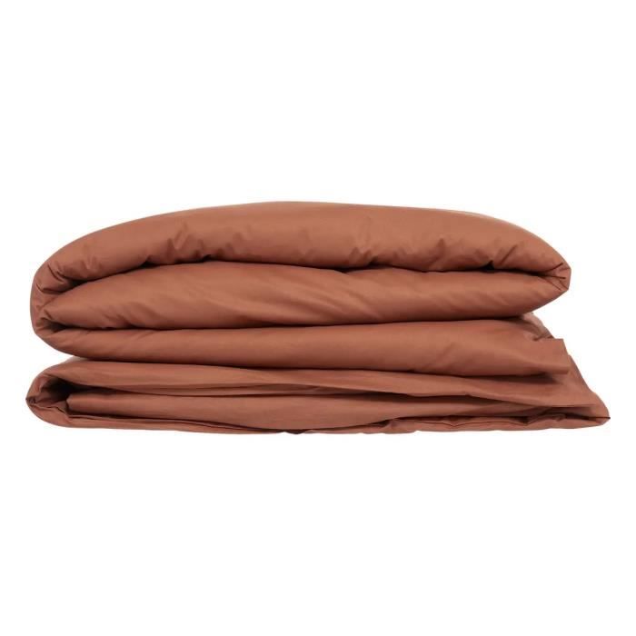 Housse de couette - TERRACOTTA - 140 x 200 cm - 100% Coton - Lavable à 30° - Uni Terracotta