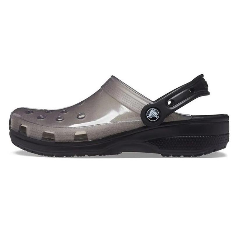 Crocs Classic Translucent Clog Anti-slip Wear-resistant Clogs Unisex Black Gray 206908-001 33-34