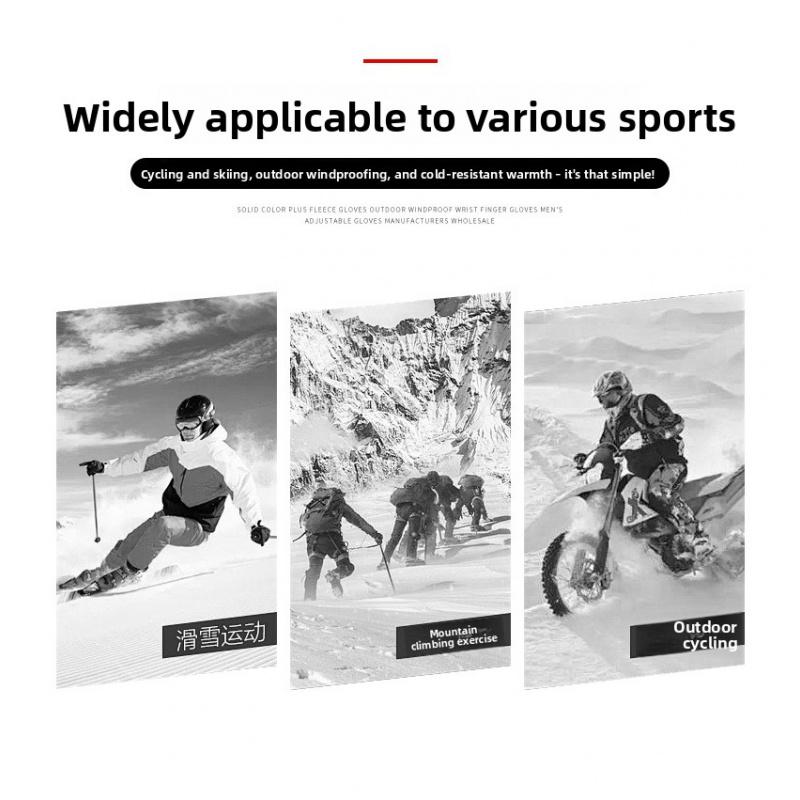 Winter Finger Gloves, Skiing And Mountaineering Windproof Gloves With Thick Velvet, Solid Color Unisex Wrist Protection Gloves