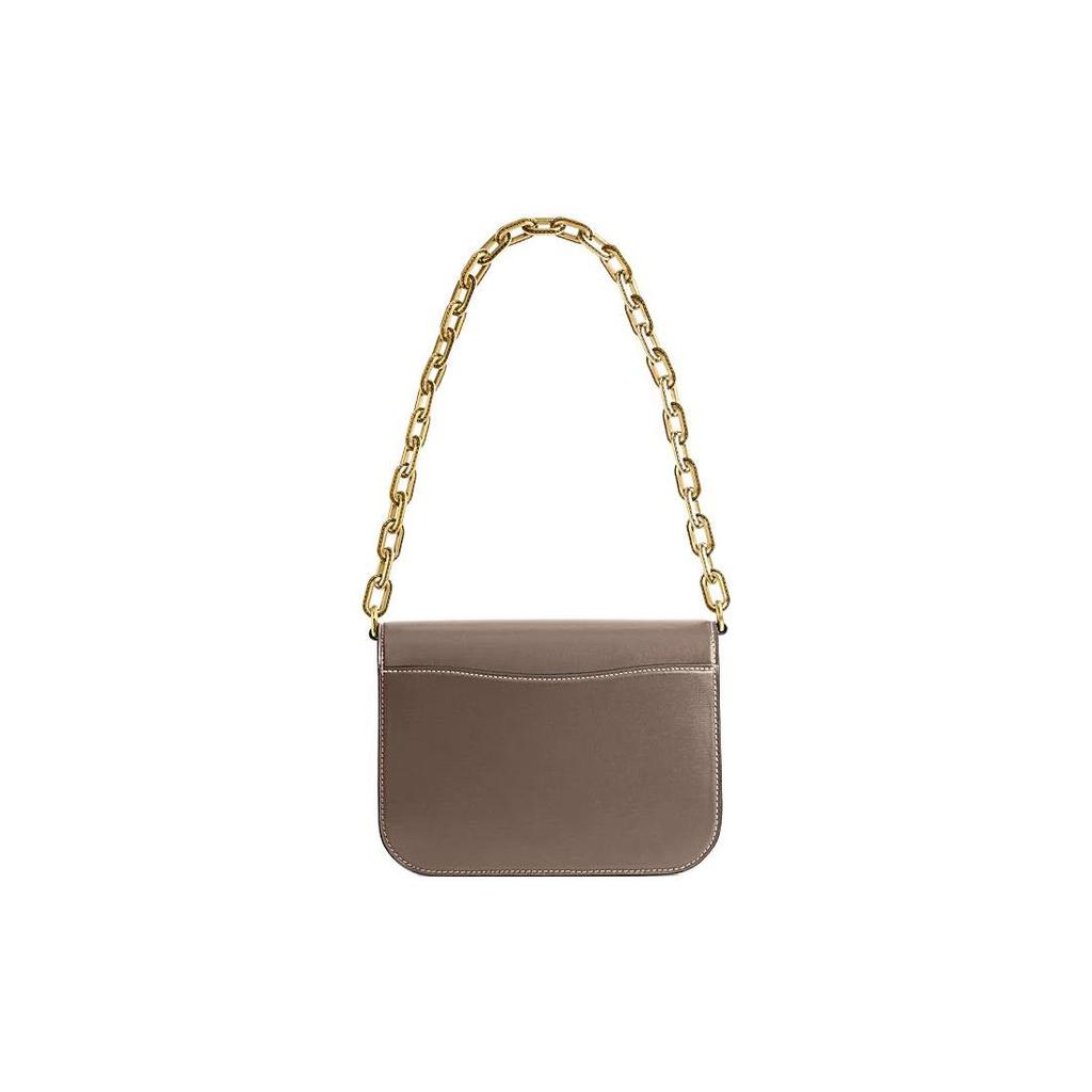 Coach Idol 21 Gold Logo Chain Magnetic Buckle Flap Leather Messenger Bag Women Bags Deep-Gray CM557-B4CBD