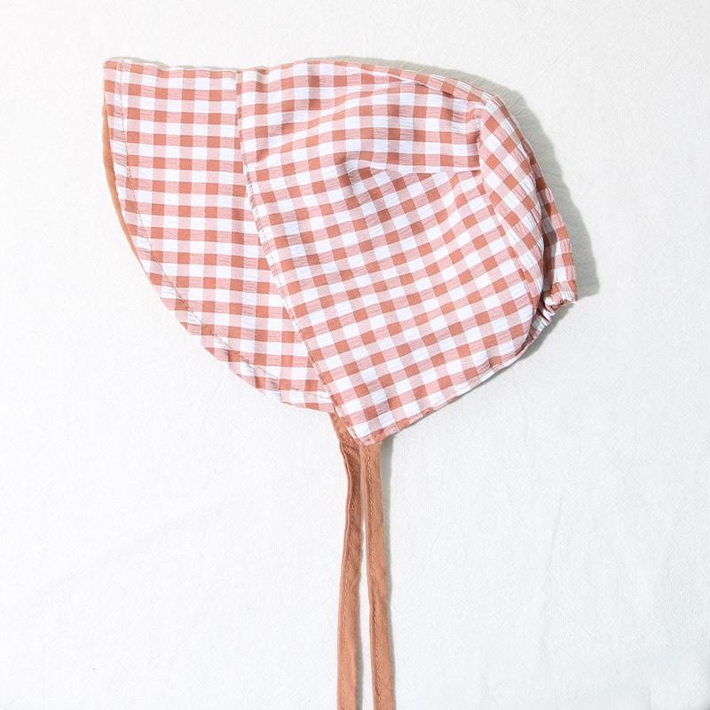 Summer Wide Brim Sun Hat For Baby Girl Solid Plaid Dot Bucket Hats Soft Cotton Toddler Baby Lace-up Cap