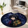 Classic Japanese-style Cartoon Demon Slayer Round Rug, Home Soft Decorative Anti-slip Yoga Mat and Chair Mat, Outdoor Floor Mat Carpet K5
