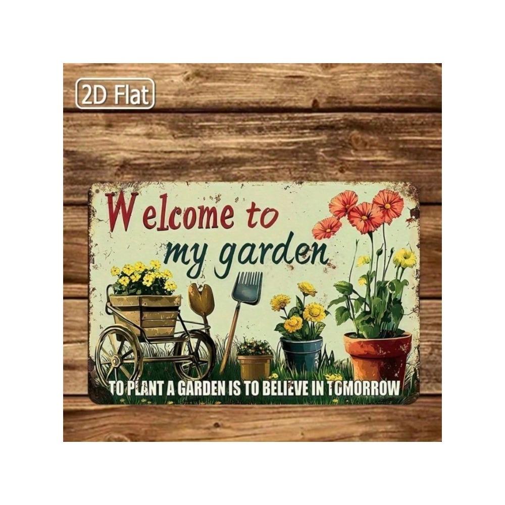Vintage Metal Wall Art Garden Sign Patio Decor
