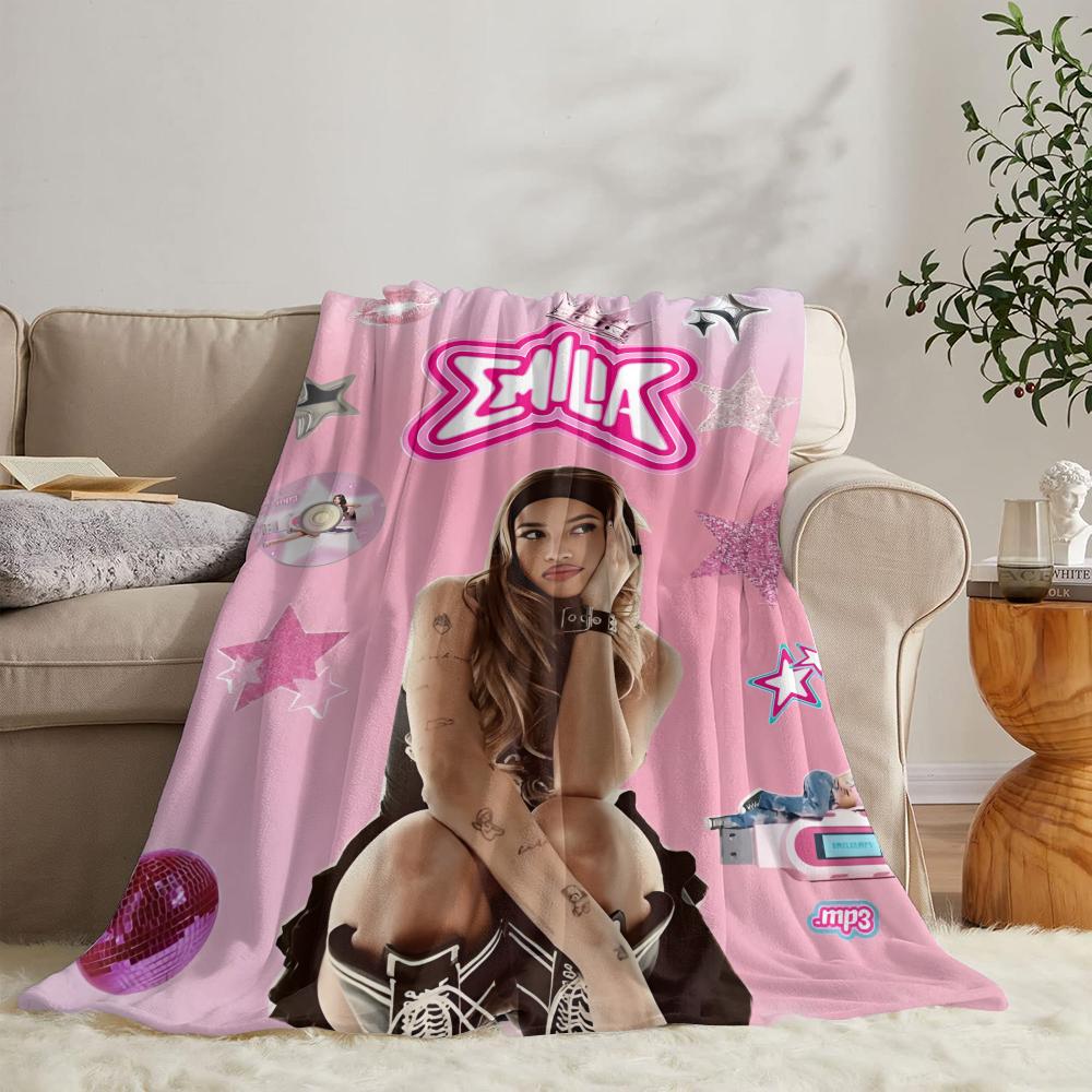 Sinaer E-Emilia Mernes Mp3 Throw Soft Flannel Throw Summer Blanket Lightweight Cozy Nap Blanket for Sofa Bed Travel