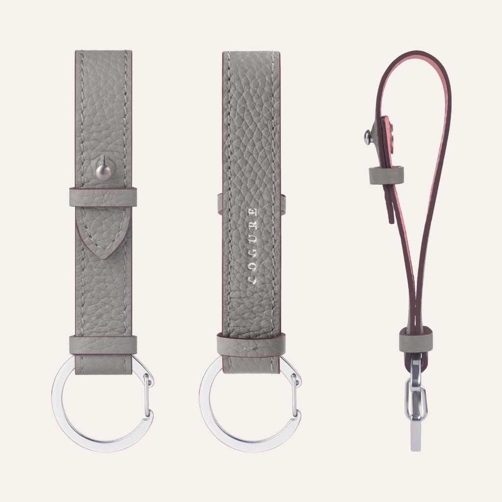 COGURE Genuine Leather Carabiner Ring Keychain Bag Charm for Gift Box COPKRB Pink and White Adults, Included,