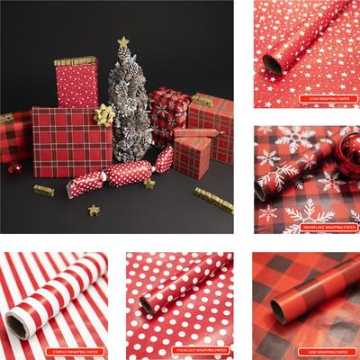 1PC 50*70cm Christmas Red Plaid Wrapping Paper Gift Packaging Paper DIY Crafts Birthday Wedding Christmas Gift Decorative Paper