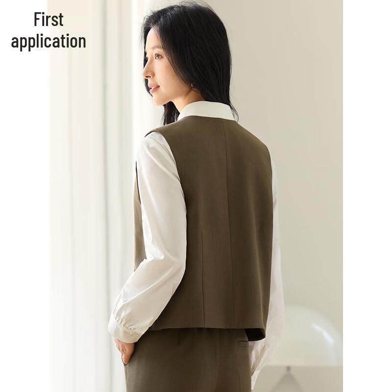 Gilet de tailleur classique à col en V pour femme Chushen