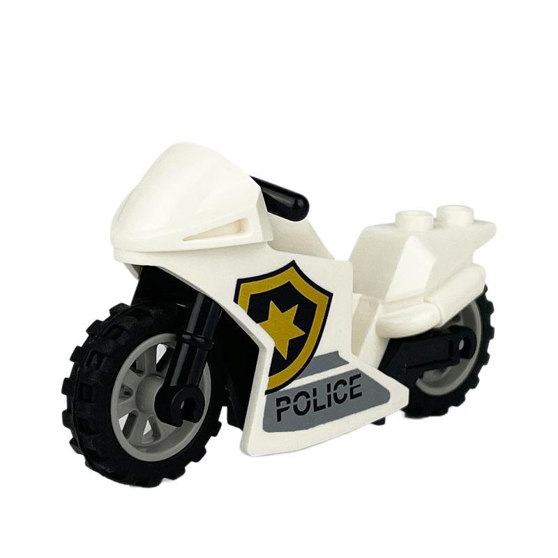 672608 Police Motorcycle Children Assembled Small Particle Building Block Toy Black Wheel Parts