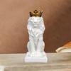 Lion with Crowned Statue Resin Table Decoration Ornament 14.5cm for Home and Office Decoration Unique