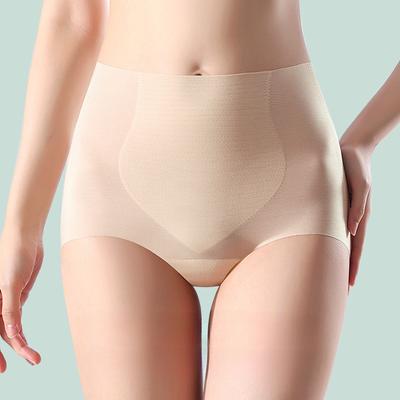 Ultra-thin Ice Silk Seamless Cotton Crotch High Waist Tummy Control Pants Tummy Control Large Size Briefs Thin Underwear
