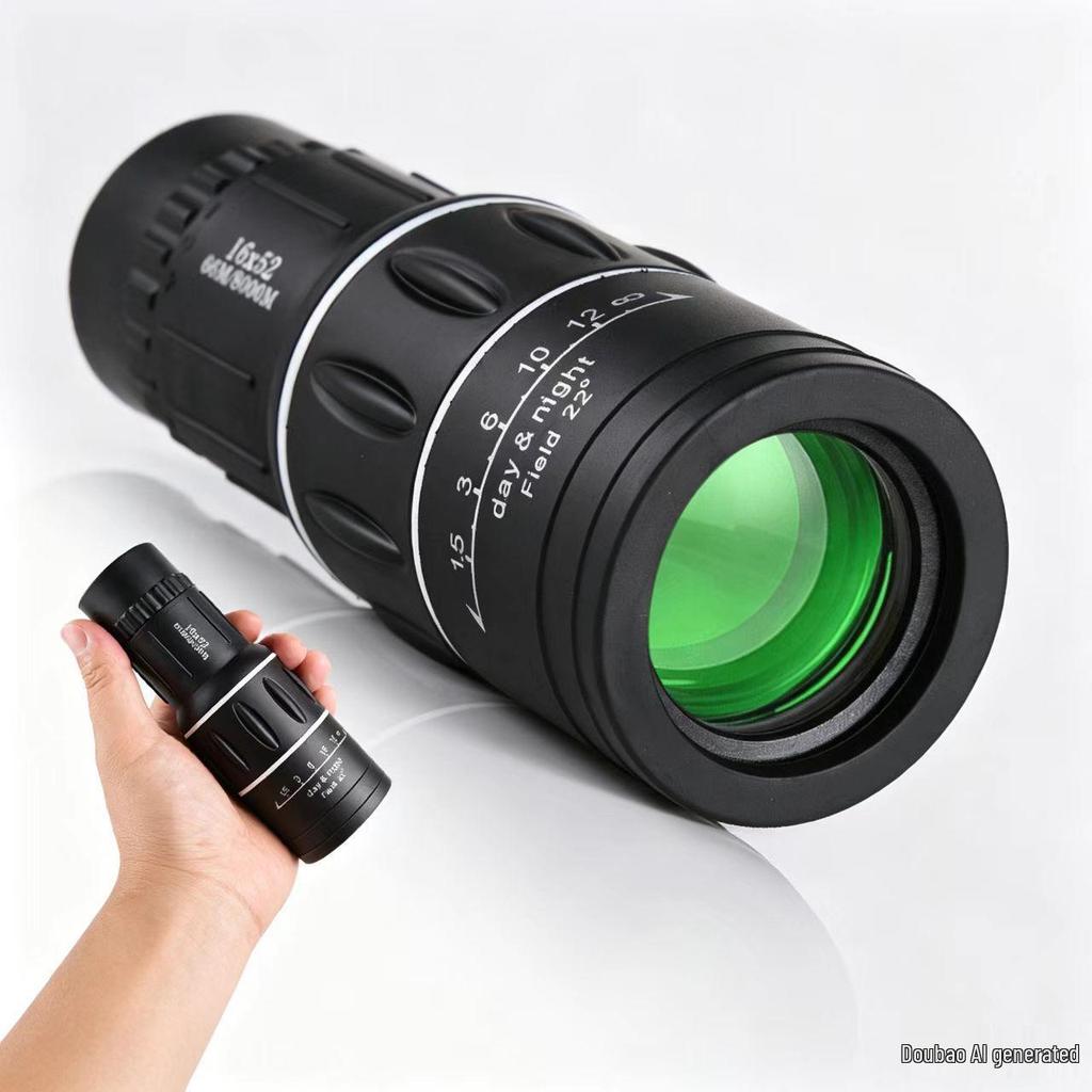 HD Monocular Telescope with High Magnification, Adjustable Low-Light Night Vision for Outdoor and Dual-Use with Mobile Phone Compatibility.