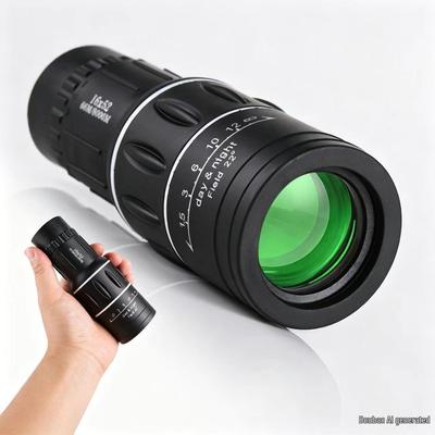 HD Monocular Telescope with High Magnification, Adjustable Low-Light Night Vision for Outdoor and Dual-Use with Mobile Phone Compatibility.
